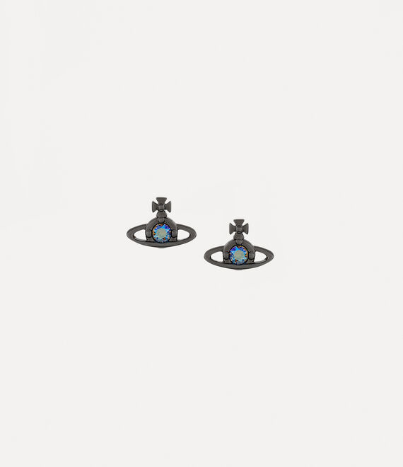 Vivienne Westwood Nano Solitaire Earrings in ruthenium/black diamond shimmer crystal